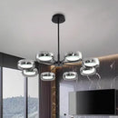 Modern Black Glass Multi-Pendant Chandelier With Remote