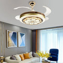 GobekUsa Crystal Invisible Fan Lamp 42-Inch European Living Room Ceiling Fan Chandelier