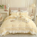 GobekUsa Korean Princess Lolita Bed 4-Piece Set in Solid Washed Cotton