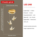GobekUsa Gold LED Butterfly Pendant Lights for Home Staircase, Living Room, Bedroom Chandeliers