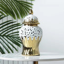 GobekUsa Elegant Golden Porcelain Jar for Home Decoration and Storage