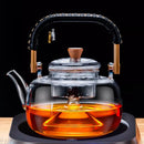 GobekUsa Glass Tea Pot with Wooden Handle, 900ml Capacity & Absorbent Tea Towel