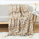 GobekUsa Bohemian Knitted Sofa Blanket: Multi-Functional Decor for Home & Travel, All Seasons