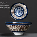 GobekUsa Blue & White Ceramic Kung Fu Tea Cup - Japanese Style Porcelain Sake Cups