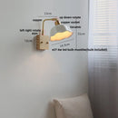 GobekUsa Ash Wood LED Wall Light Fixture with Pull Chain Switch, Modern Nordic Design