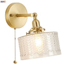 GobekUsa Clear Glass LED Mirror Light Pull Chain Copper E14 Wall Lamp