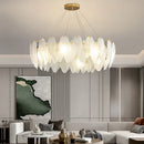 GobekUsa Gold Feather Chandelier LED Pendant Light for Home Decor