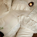 GobekUsa French Lace Ruffle Embroidery Bedding Set with Natural Health Skin Fabric