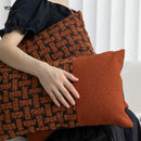 GobekUsa Caramel Color Velvet Sofa Pillowcase with Geometric Panelled Cushion Cover