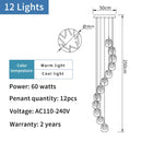 GobekUsa Gold Crystal Staircase Chandelier: Luxury Indoor Lighting for Dining Room & Hallway