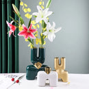 GobekUsa Gold Geometry Ceramic Vase Desk Decoration Modern Floral Room Decor Vase