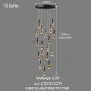 GobekUsa Crystal Chandelier for Stairwell and Living Room Dimming Lighting