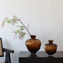 GobekUsa Brown Wavy Grain Glass Vase Terrarium Flower Home Decor Bottle