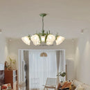 GobekUsa Green Flower Ceiling Chandelier: Elegant Iron Art Pendant Lamp for Living Room, Bedroom, Villa
