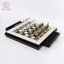 GobekUsa Handmade Wooden Chess Set with Zinc Alloy King & Queen - Plaid Design