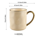 GobekUsa Nordic Gold Rim Mug Set - Light Luxury Ceramic Coffee Cups with Handle