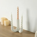 GobekUsa Elegant White Ceramic Candlestick Holder for Home Decor and Dining Table