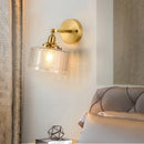 GobekUsa Clear Glass LED Mirror Light Pull Chain Copper E14 Wall Lamp
