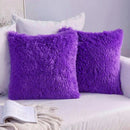 GobekUsa Cozy Plush Fur Cushion Cover 43x43cm White Grey Sofa Decor Pillowcase