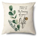 GobekUsa Green Leaves Decorative Pillow Case - Simple Style Cotton Linen Sofa Cushion Cover