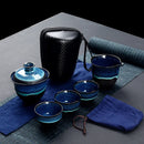 GobekUsa Chinese Kung Fu Ceramic Tea Set Teapot Gaiwan Porcelain Teaset Drinkware