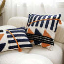 GobekUsa Boho Tufted Pillow Cover Navy Burnt Orange 45x45cm Square for Home Decoration