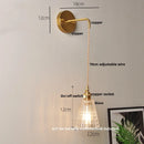 GobekUsa Clear Glass LED Wall Lights with Adjustable Pull Chain Switch