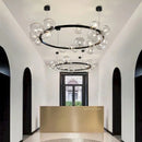 GobekUsa Black Glass Ring Pendant Light - Nordic Style LED Chandelier for Home Decor