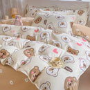 GobekUsa Cozy Flower Print Bedding Set: Brushed Cotton, Skin-Friendly, Soft, Thick, 4Pcs