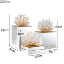 GobekUsa Agate Stone Crystal Sculpture Gold-plated Marble Ornament for Living Room Desk