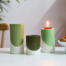 GobekUsa Green Cylinder Candle Holder Set for Romantic Home Decor