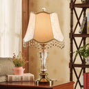 GobekUsa Crystal Table Lamp with Fabric Lampshade - Luxury Bedroom Lighting