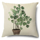 GobekUsa Green Leaves Decorative Pillow Case - Simple Style Cotton Linen Sofa Cushion Cover