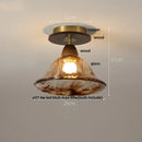 GobekUsa Amber Glass Wood LED Ceiling Light Fixture for Modern Living Room.