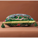 GobekUsa Chinoiserie Zebra & Peonies Cushion Cover with Tassels