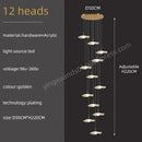 GobekUsa Gold Acrylic Chandeliers LED Pendant Lamp Modern Staircase Living Room Lighting