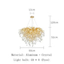 GobekUsa Gold Chandelier Glass Pendant Lamp for Home Decor - Modern Luxury Lighting