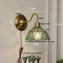 GobekUsa Blue Glass Copper LED Wall Light Fixture Stair Bar Restaurant Bedroom E27
