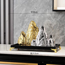 GobekUsa Ceramic Mountain Sculpture Decor - Golden/Silver Landscape Ornament