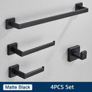 GobekUsa Black Stainless Steel Bathroom Accessories Set: Towel Bar, Paper Holder, Hook & Bath Rack