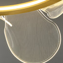 GobekUsa Gold Ring LED Pendant Light with Adjustable Dimming and Clear Acrylic Design