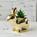 GobekUsa Golden Rabbit Ceramic Flower Pot | Cartoon Succulent Planting Vase