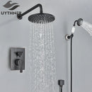 GobekUsa Brass 8" Rainfall Shower Faucet Set Wall Mounted Mixer System for Bath