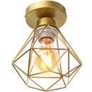 GobekUsa Gold Iron Cage Ceiling Light Modern Nordic Decor Retro Loft Fixture E27