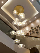 GobekUsa Gold Acrylic Chandeliers LED Pendant Lamp Modern Staircase Living Room Lighting