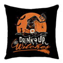GobekUsa Halloween Pillowcase Set - Festive Sofa Cushion Covers with Pumpkin Cat Witch Hat Print.