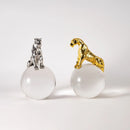 GobekUsa Leopard Crystal Ball Metal Cheetah Sculpture Home Decor