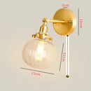 GobekUsa Clear Glass LED Mirror Light Pull Chain Copper E14 Wall Lamp