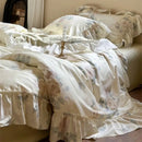 GobekUsa French Rose Flowers Print Bedding Set, Elegant Ruffles Princess Collection