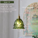 Nordic Green Glass Pendant Light With Brass Accents